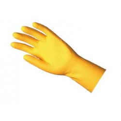 Gant de ménage JAUNE latex Taille L 8/9 - sachet de 12 paires